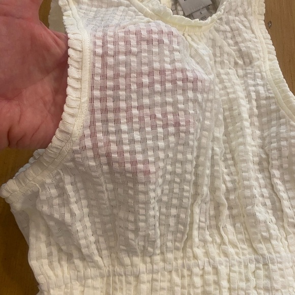 Anthropologie Mauve Smocked Sleeveless Feminine Sheer Cream Halter Top New M - Picture 7 of 11